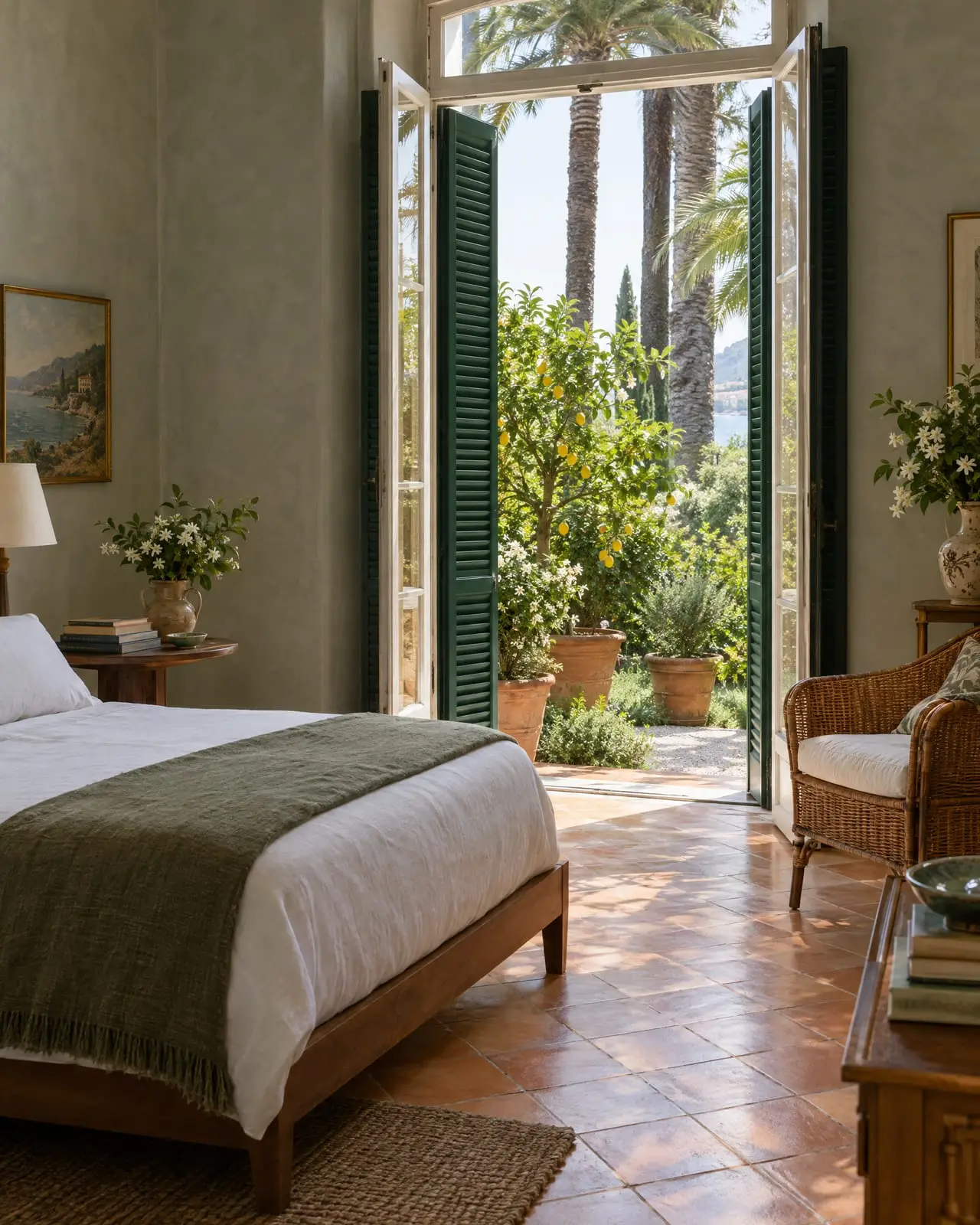Camera Giardino, con la porta finestra aperta sui limoni